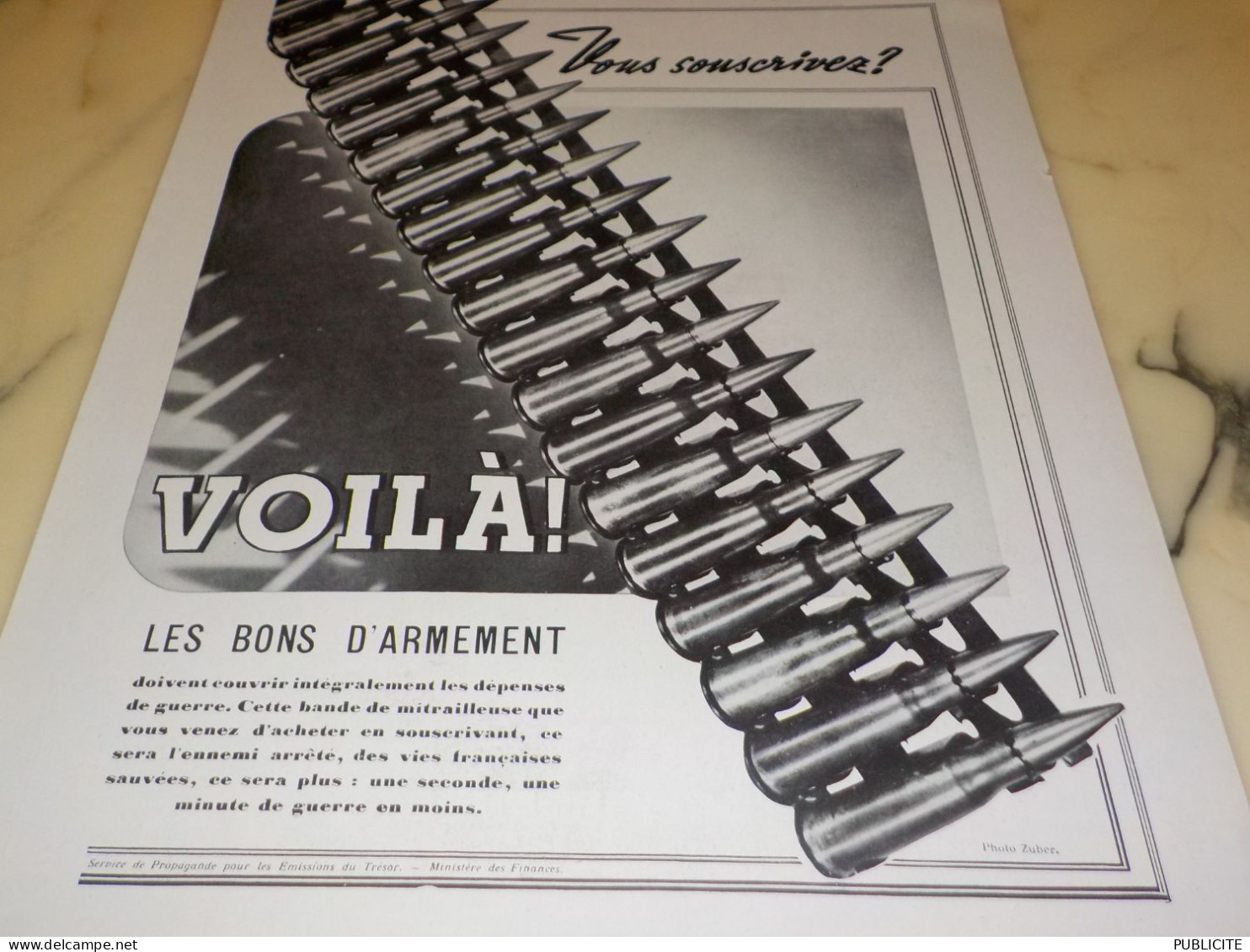 ANCIENNE PUBLICITE VOILA LES BONS D ARMEMENT   1940 - Werbung