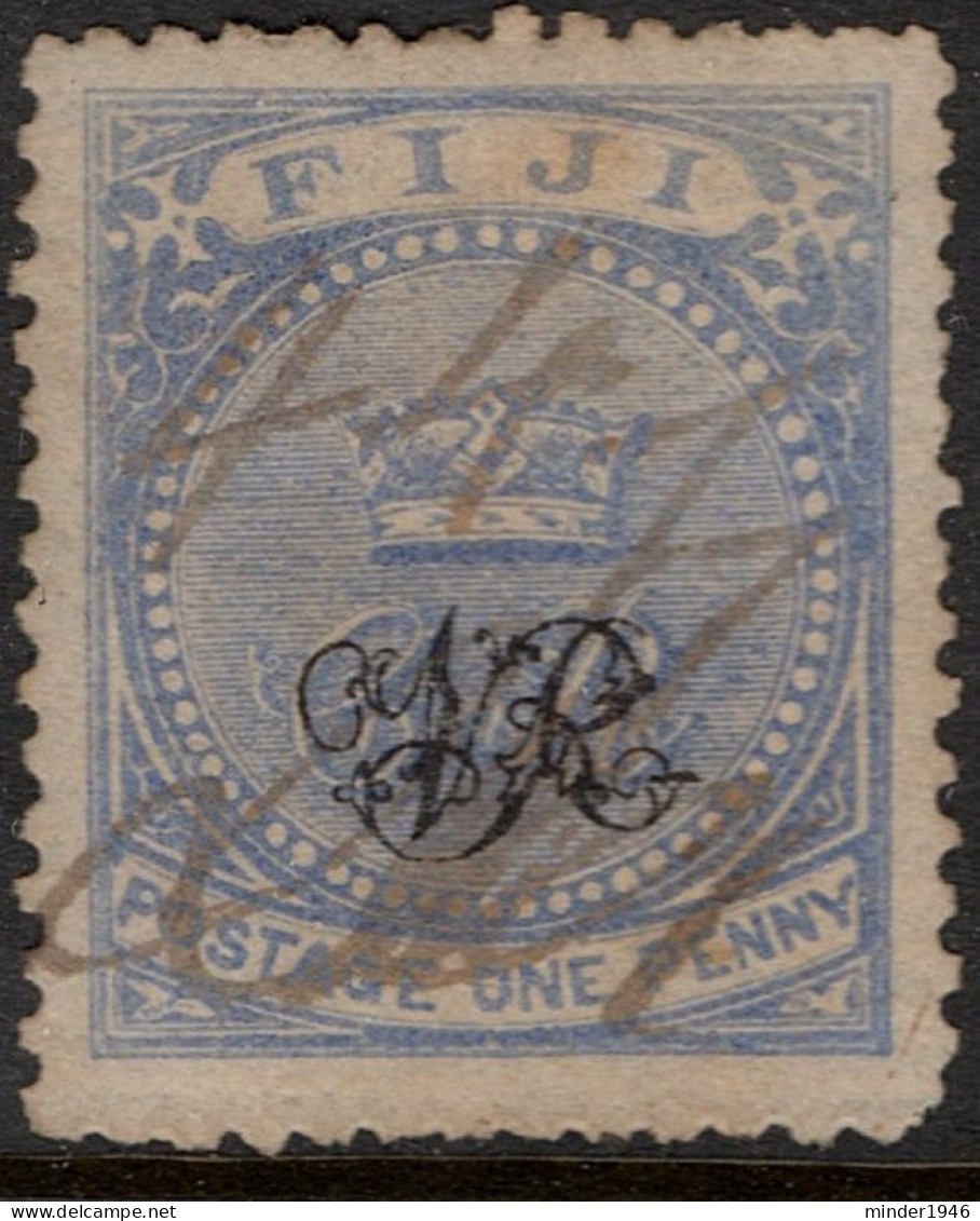 FIJI 1876 QV 1d Grey Blue VR Laid Paper SG31 Cancelled - Fidji (...-1970)