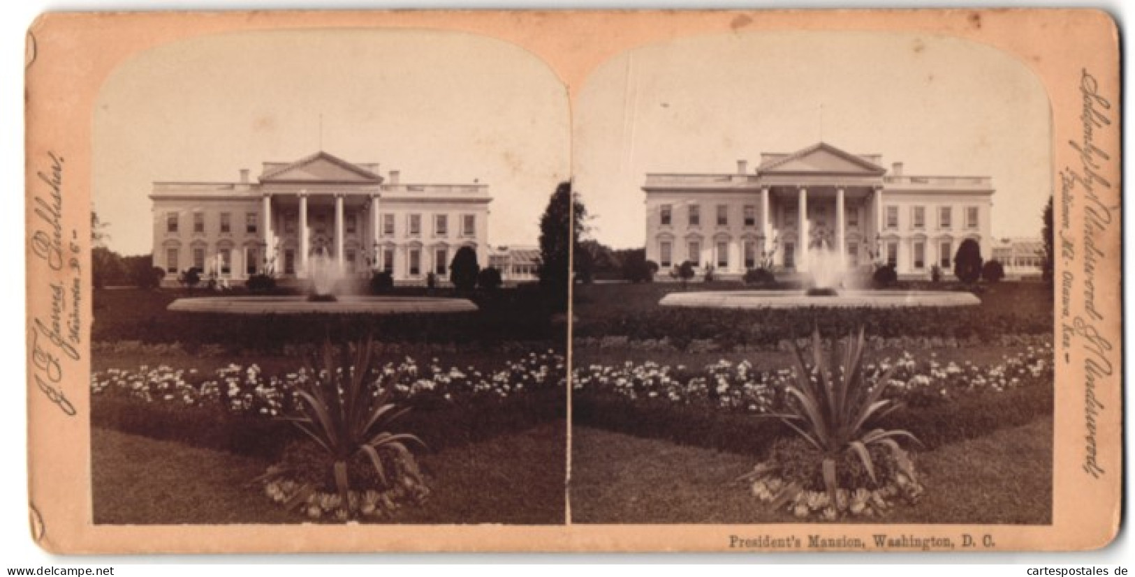 Stereo-Fotografie J. F. Jarvis, Washington D.C., Ansicht Washington D.C., Blick Nach Dem Weissen Haus Des Präsidenten  - Stereoscopic