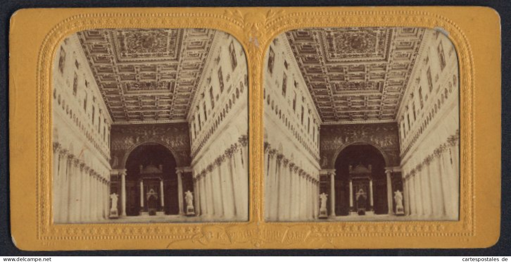 Stereo-Foto Unbekannter Fotograf, Ansicht Rom, Innenansicht Der St. Paul Basilika, Halt Gegen Das Licht  - Stereoscopio