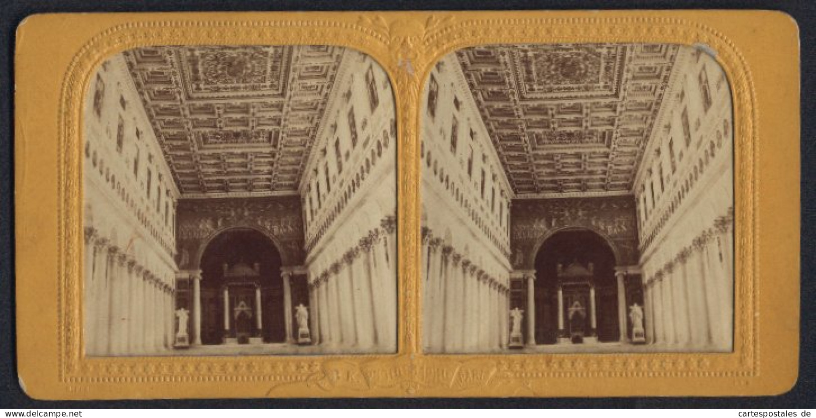 Stereo-Foto Unbekannter Fotograf, Ansicht Rom, Innenansicht Der St. Paul Basilika, Halt Gegen Das Licht  - Stereo-Photographie