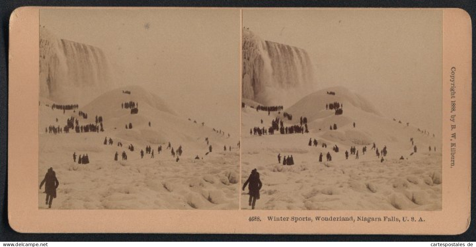 Stereo-Fotografie B. W. Kilburn, Littleton N.H., Ansicht Niagara Falls, Winter Wonderland, Zugefrorene Niagarafälle  - Stereo-Photographie