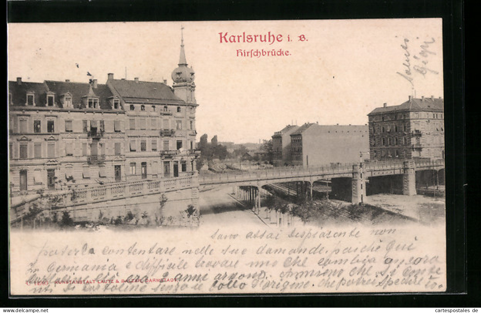 AK Karlsruhe, Strasse An Der Hirschbrücke In Der Südwest-Stadt  - Karlsruhe