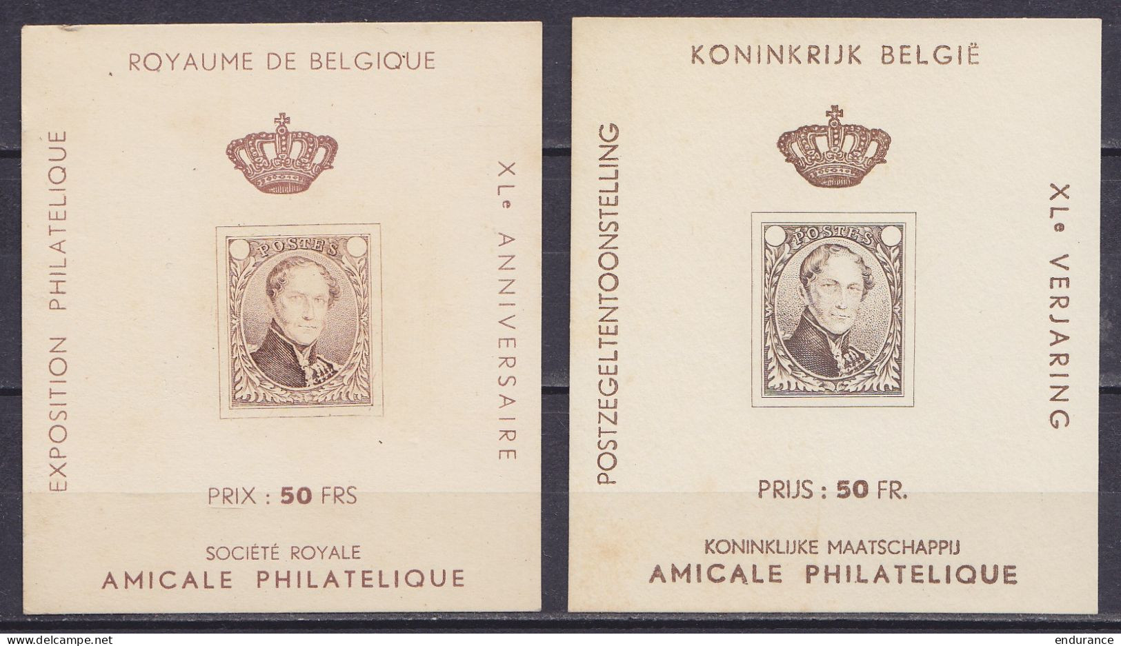 Erinophilie - E69/70 ** 40e Anniversaire De L'Amicale Philatélique De Bruxelles - Essais Léopold 1e 1955 - Erinnophilie [E]