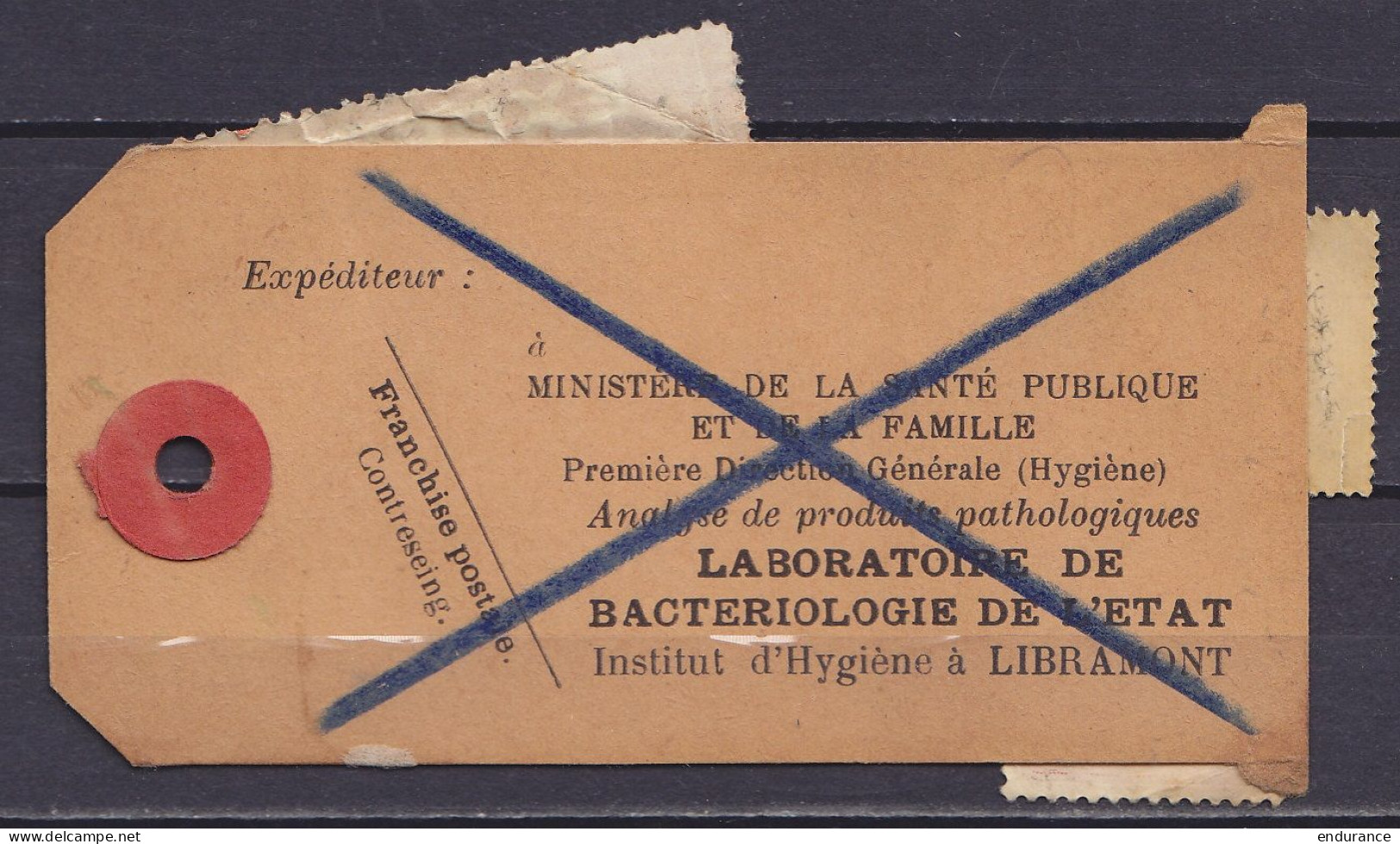 Etiquette De Sac Exprès Du Laboratoire De Bactériologie Affr. N°845+848 Càd LIBRAMONT 1B/15-1-1952 Pour NAMUR - 1936-51 Poortman