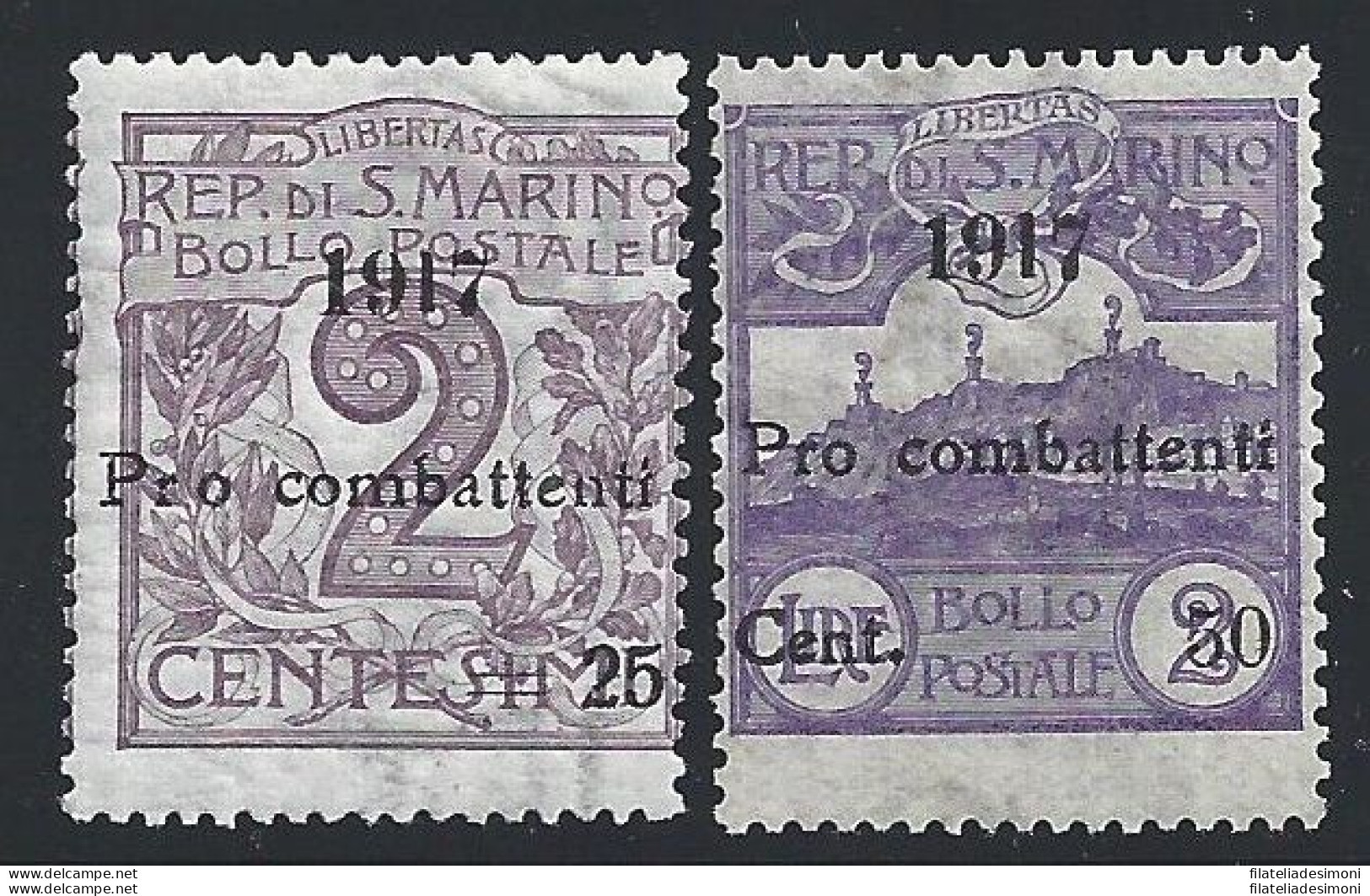 1917 SAN MARINO, N° 51/52  2 Valori  MNH/** - Andere & Zonder Classificatie