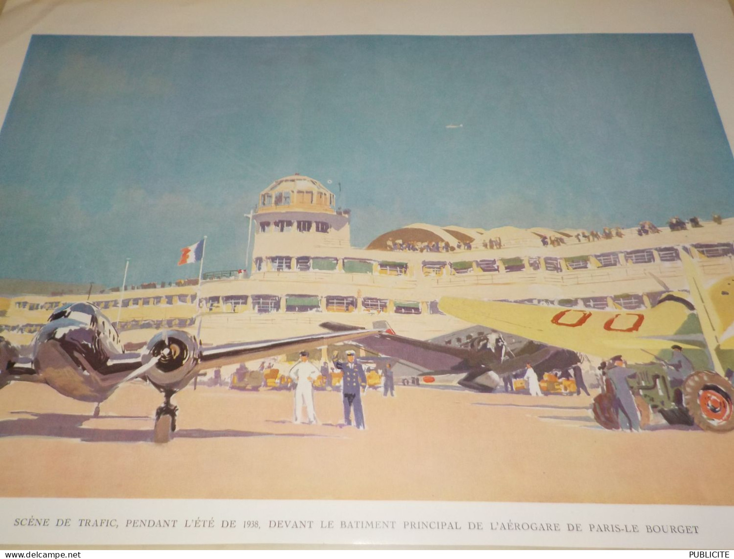 GRAVURE TRAFIC A L AEROGARE D-E PARIS LE BOURGET  1938 - Altri & Non Classificati