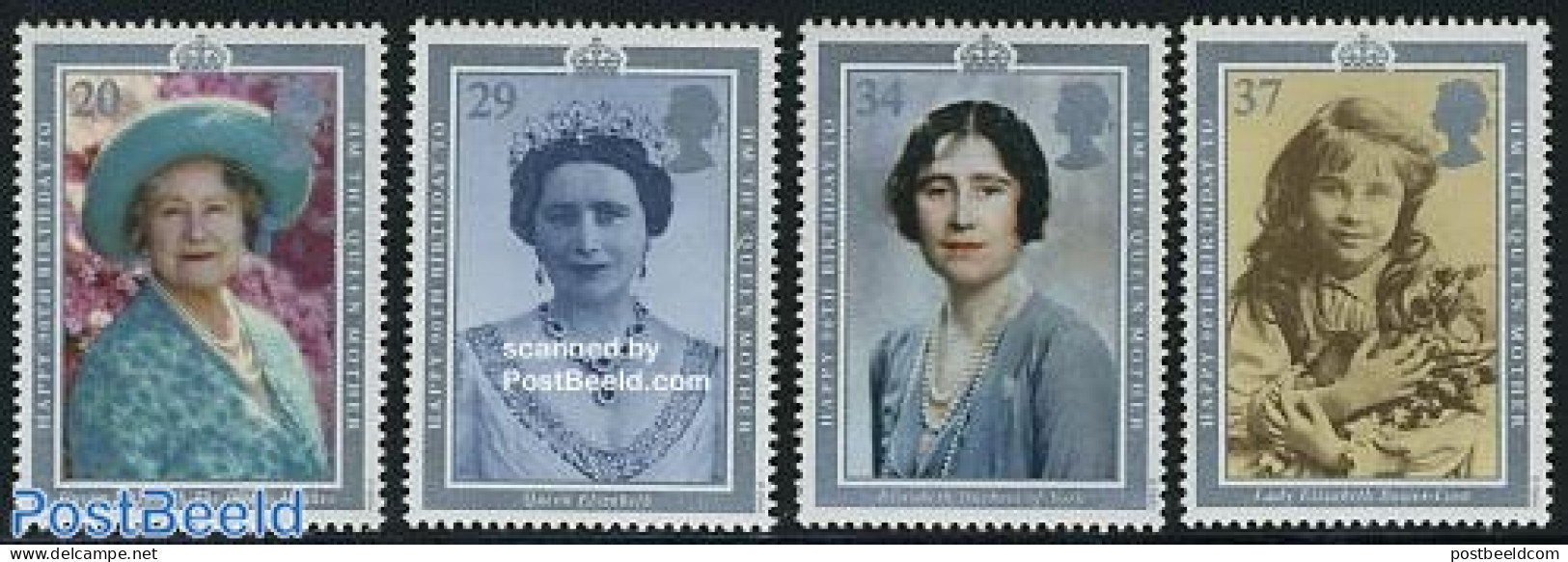 Great Britain 1990 Queen Mother Birthday 4v, Mint NH, History - Kings & Queens (Royalty) - Neufs