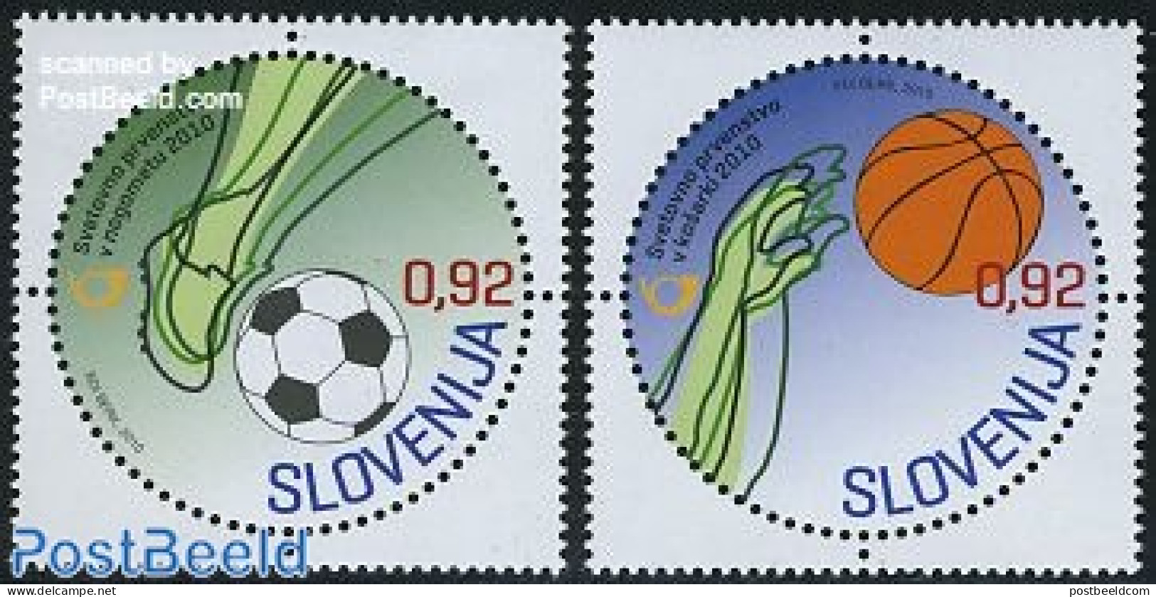 Slovenia 2010 World Cup Football, Basketball 2v, Mint NH, Sport - Various - Basketball - Football - Sport (other And M.. - Pallacanestro