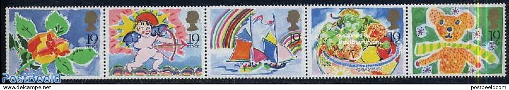 Great Britain 1989 Wishing Stamps 5v [::::], Mint NH, Nature - Transport - Various - Roses - Ships And Boats - Greetin.. - Neufs