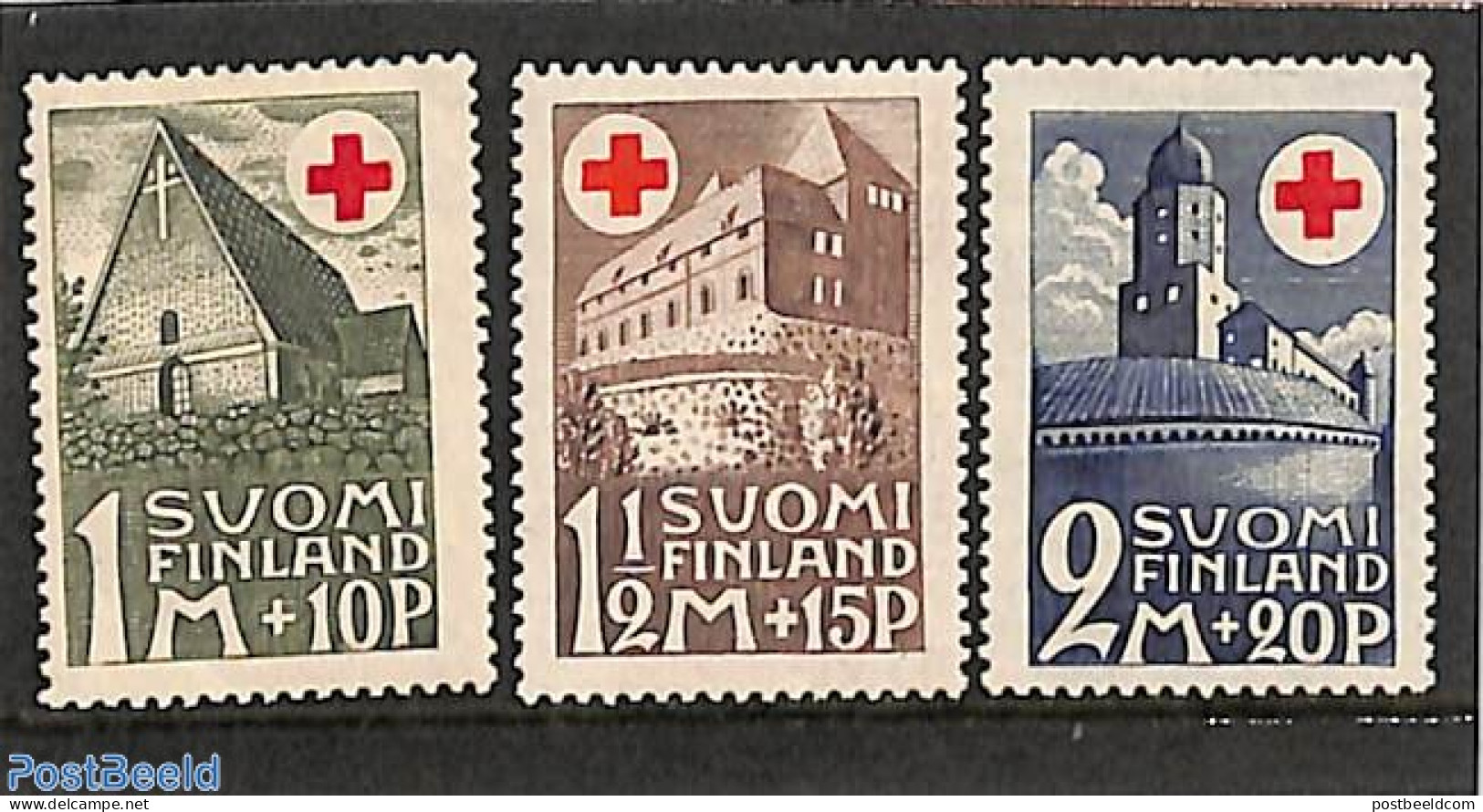 Finland 1931 Red Cross 3v, Unused (hinged), Health - Religion - Red Cross - Churches, Temples, Mosques, Synagogues - A.. - Nuovi