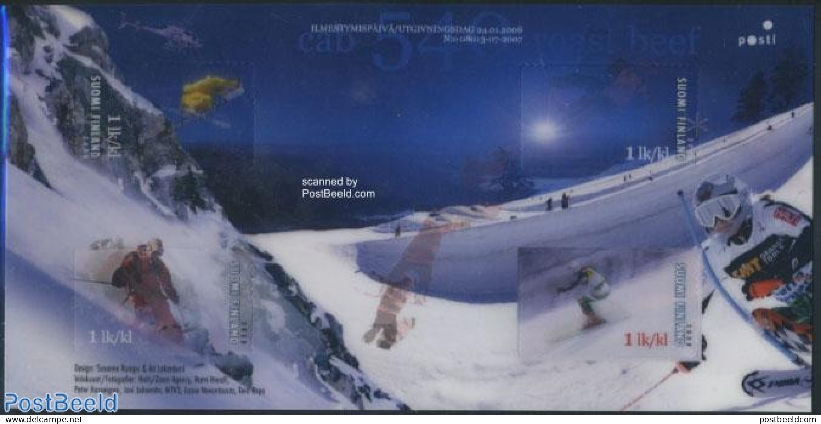 Finland 2008 Alpine Ski Sport S/s, Mint NH, Sport - Various - Skiing - Sport (other And Mixed) - 3-D Stamps - Neufs