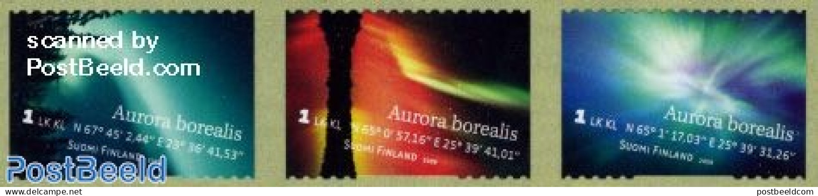 Finland 2009 Polar Light 3v  S-a, Mint NH, Science - The Arctic & Antarctica - Unused Stamps