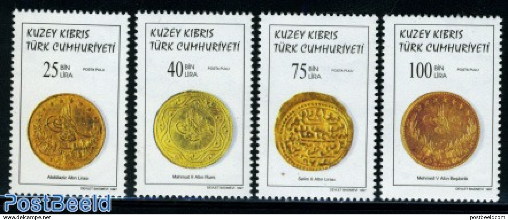 Turkish Cyprus 1997 Coins 4v, Mint NH, Various - Money On Stamps - Monedas