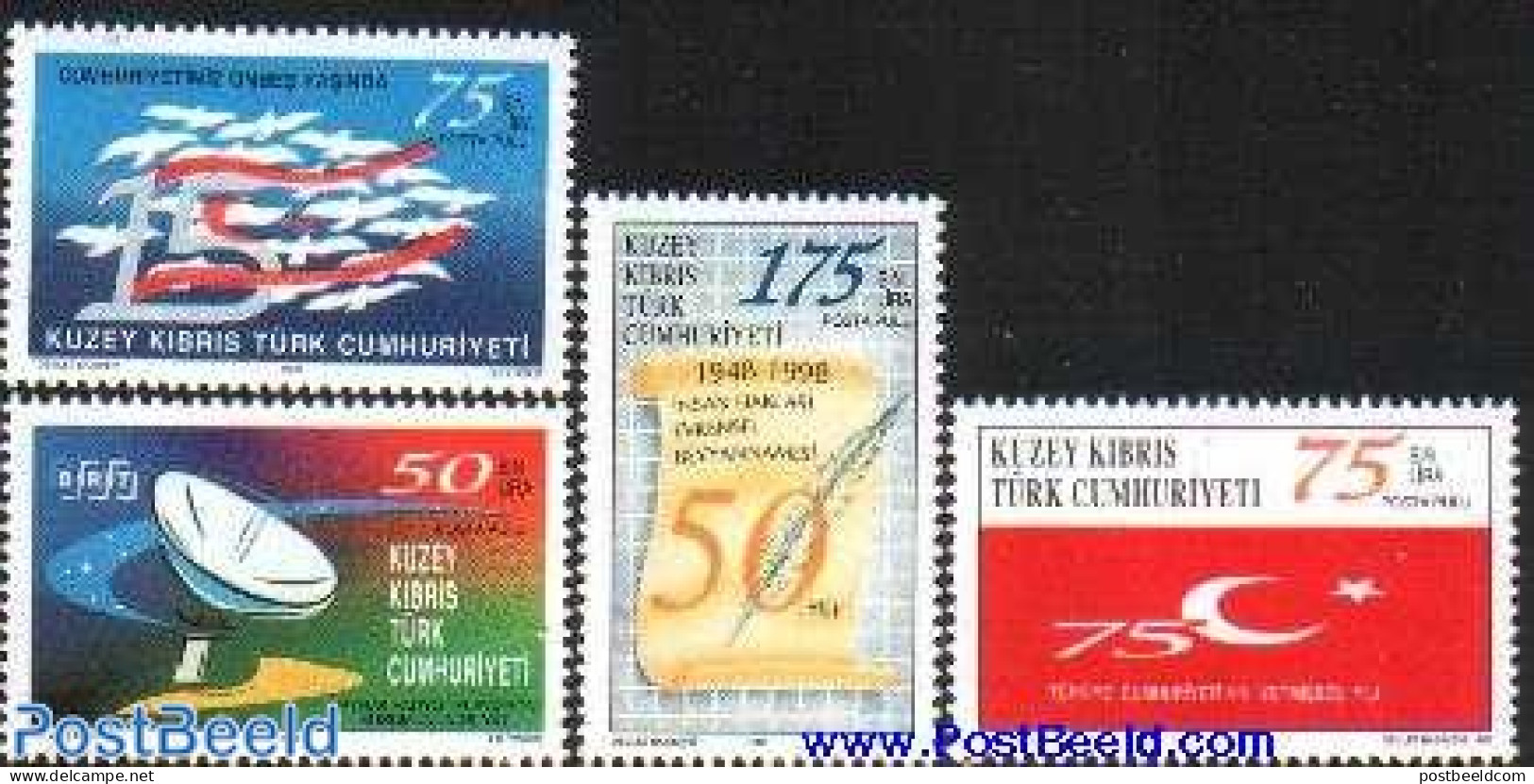 Turkish Cyprus 1998 Mixed Issue 4v, Mint NH, History - Science - Flags - Telecommunication - Telekom