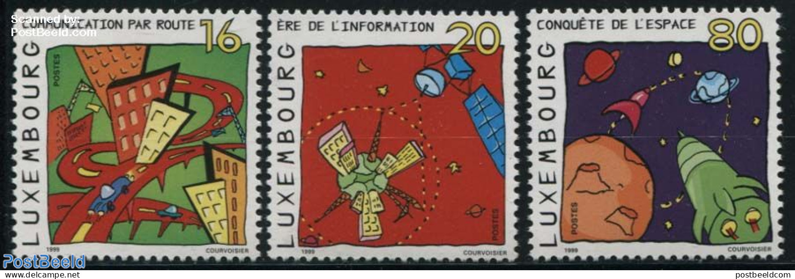 Luxemburg 1999 Cartoons, To The Future 3v, Mint NH, Transport - Space Exploration - Art - Comics (except Disney) - Sci.. - Nuovi