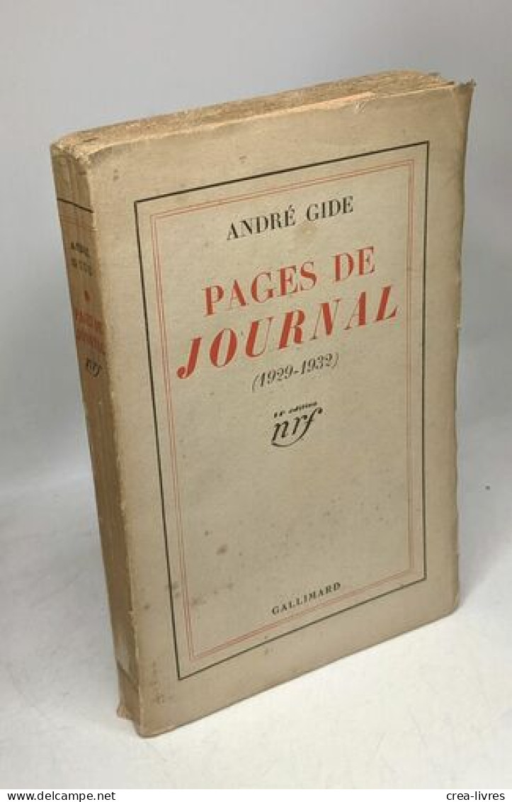 Pages De Journal Gide 1929-1932 - Biographie