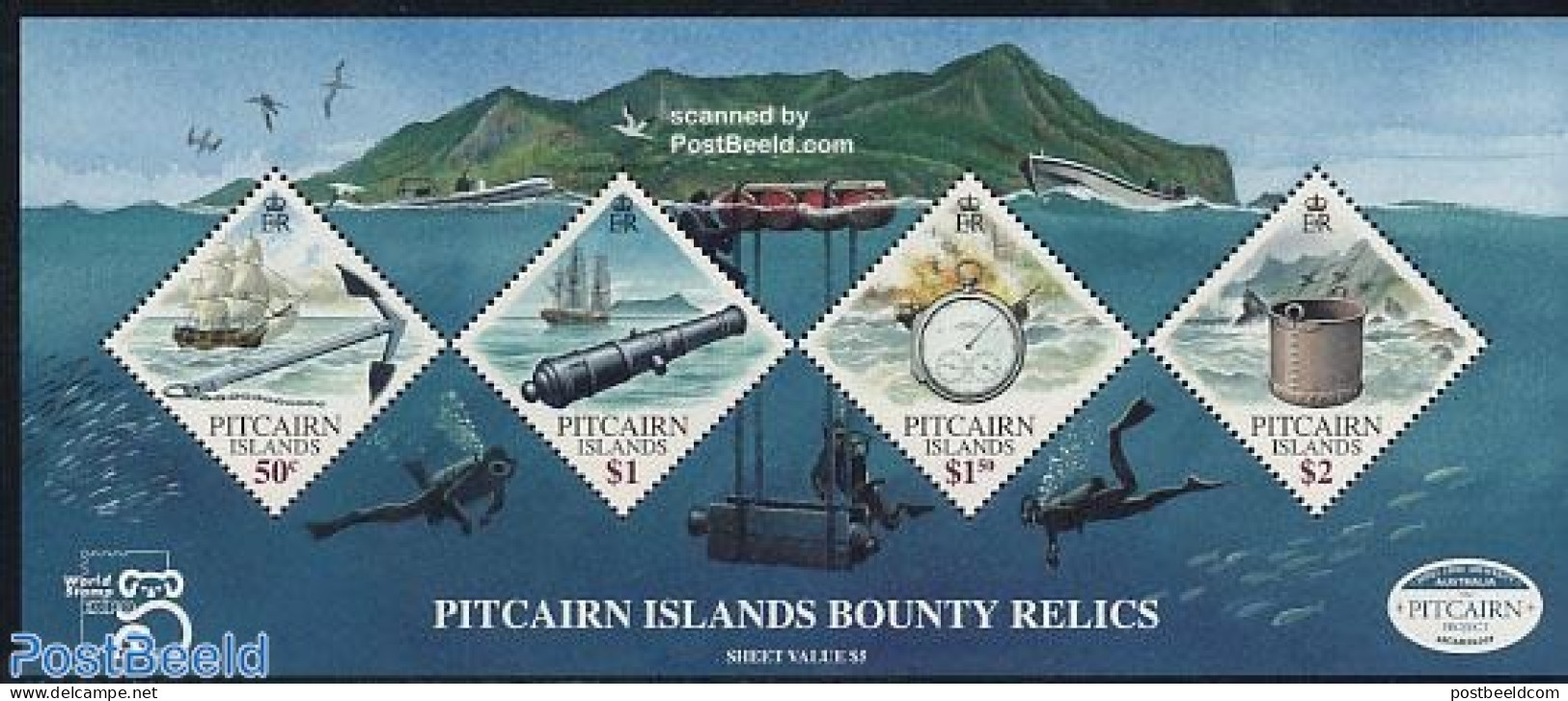 Pitcairn Islands 1999 Australia 99 S/s, Mint NH, Science - Sport - Transport - Weights & Measures - Diving - Ships And.. - Plongée