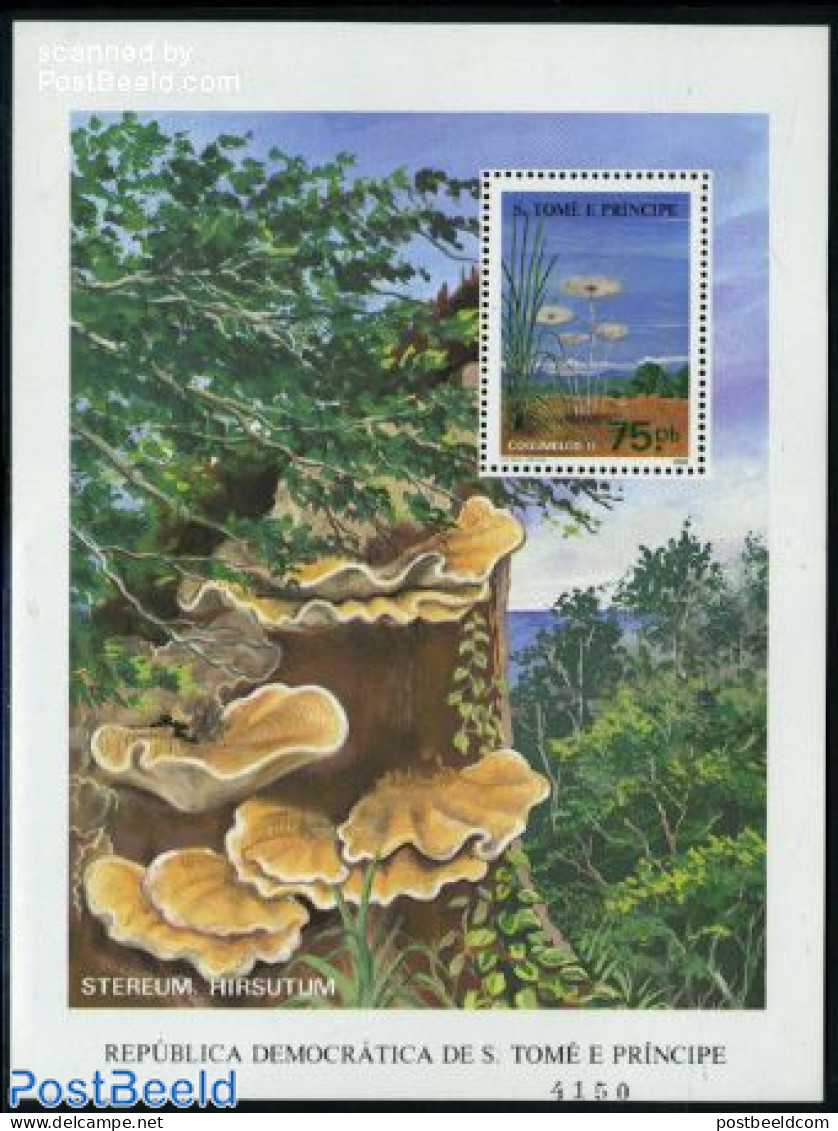 Sao Tome/Principe 1986 Mushrooms S/s, Mint NH, Nature - Flowers & Plants - Mushrooms - Hongos
