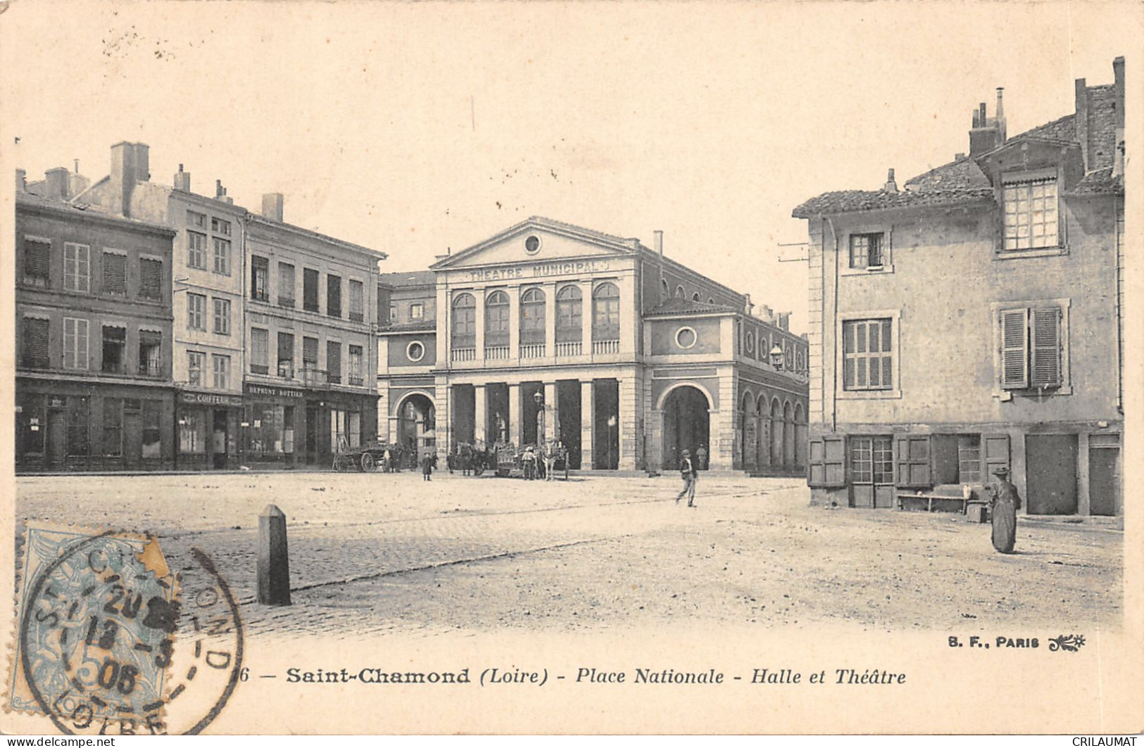 42-SAINT CHAMOND-PLACE NATIONALE-HALLE ET THEATRE-N 6013-E/0015 - Saint Chamond