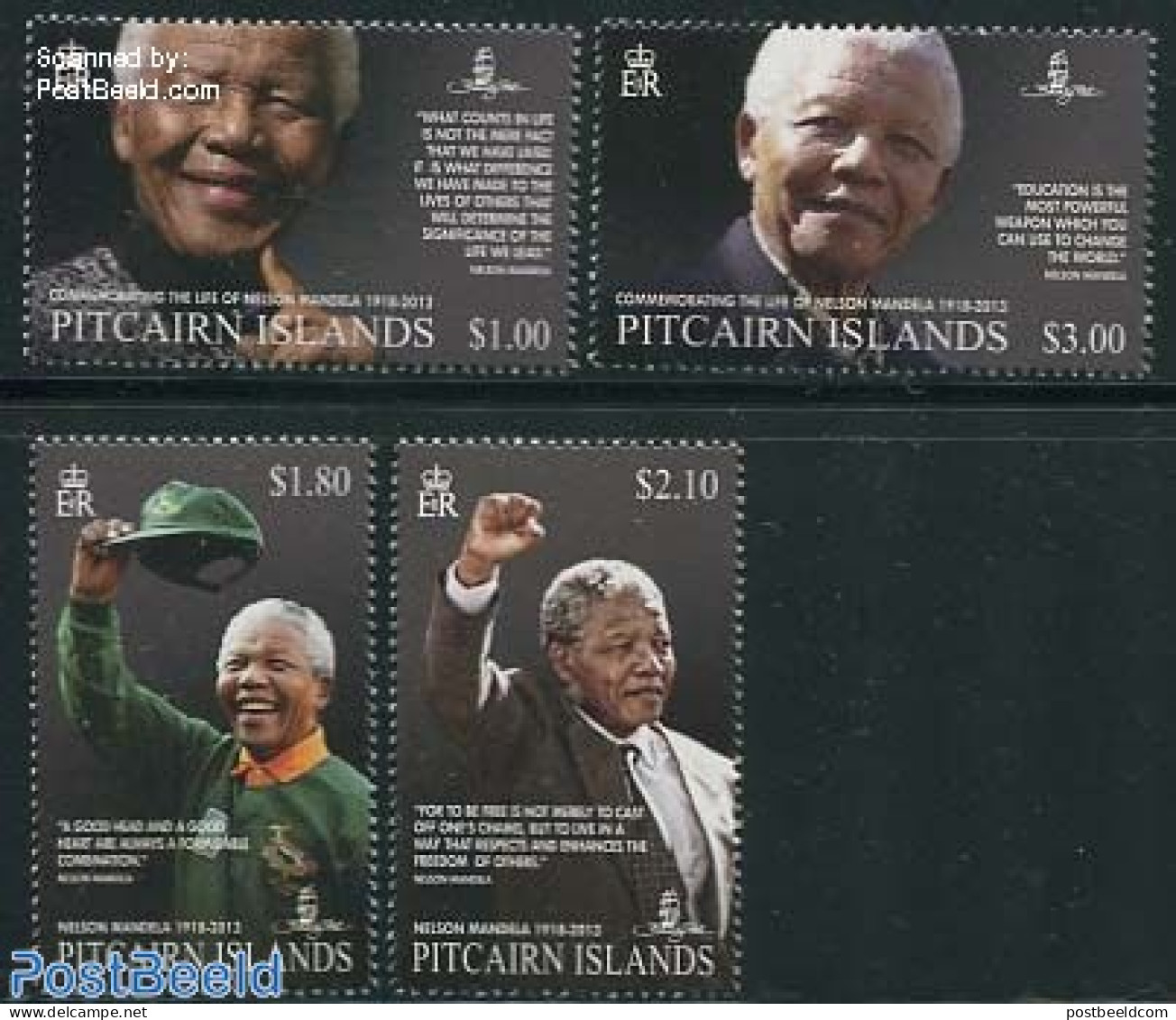 Pitcairn Islands 2014 Nelson Mandela 4v, Mint NH, History - Nobel Prize Winners - Politicians - Nelson Mandela - Premio Nobel