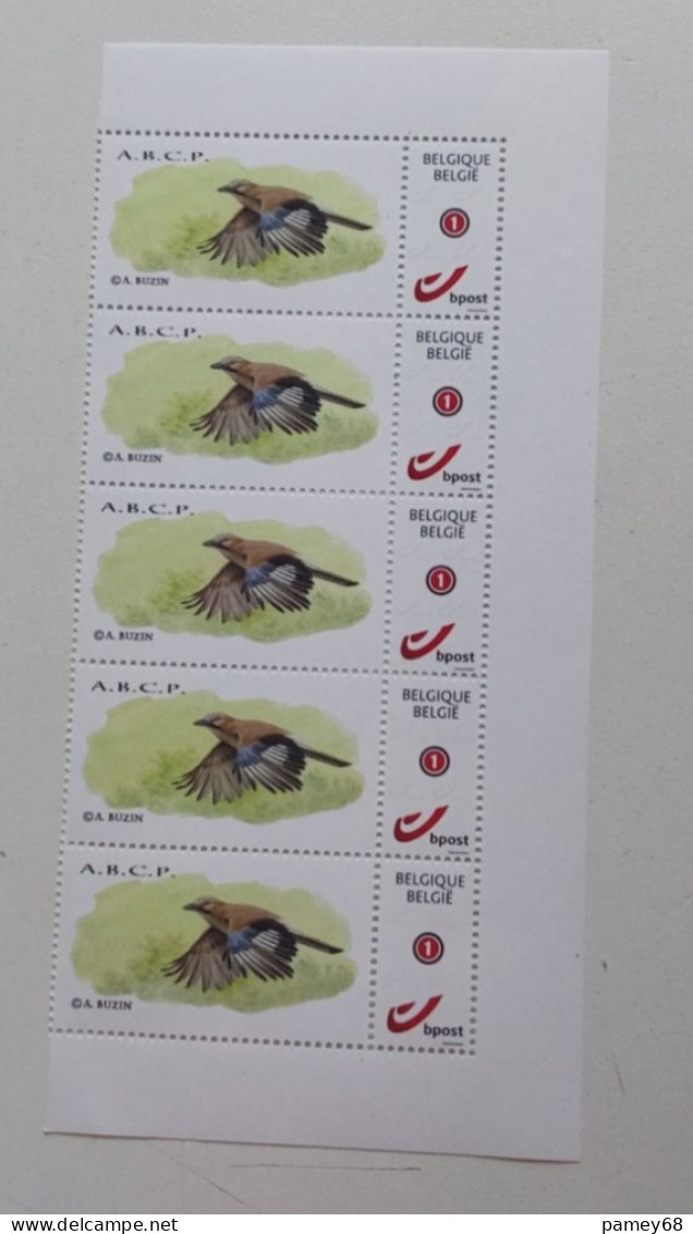 Bande Neuve De 5 Duostamp Dessin De Mr. André Buzin A.B.C.P. - 1985-.. Pájaros (Buzin)