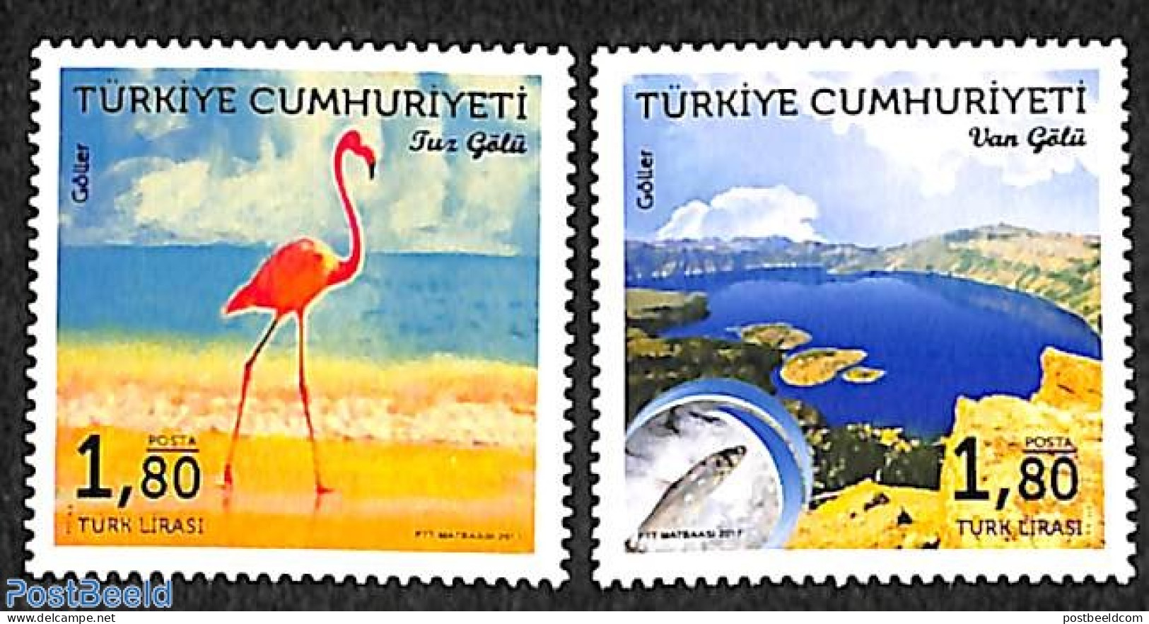 Türkiye 2017 Lakes 2v, Mint NH, Nature - Birds - Fish - Flamingo - Autres & Non Classés