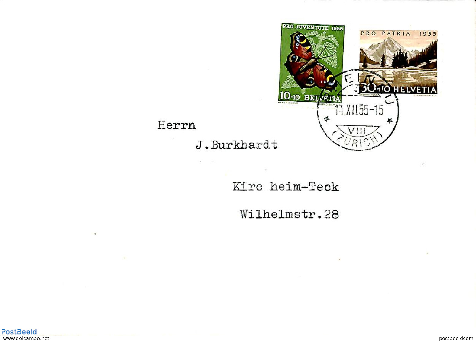 Switzerland 1955 Letter From RHEINAU To Zürich, Postal History - Cartas & Documentos