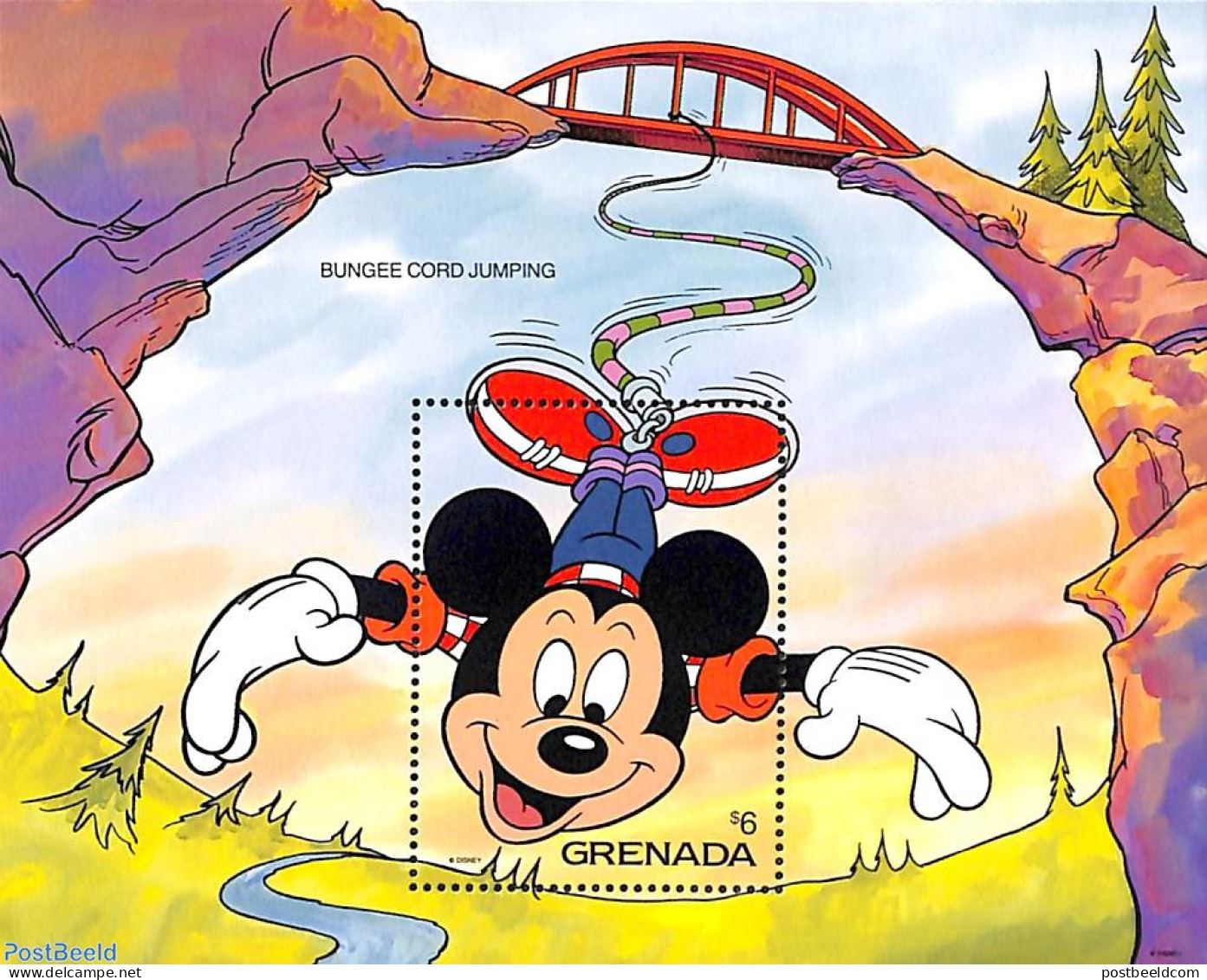 Grenada 1992 Bungee Jumping, Disney S/s, Mint NH, Sport - Fun Sports - Art - Bridges And Tunnels - Disney - Bridges