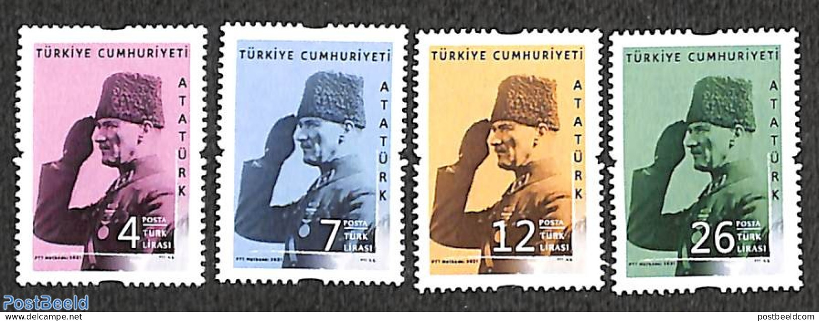 Türkiye 2021 Definitives, Ataturk 4v, Mint NH - Altri & Non Classificati