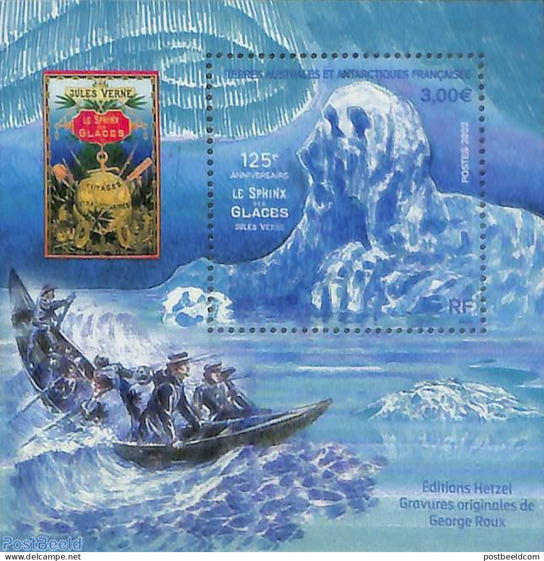 French Antarctic Territory 2022 Jules Verne, The Ice Sphinx S/s, Mint NH, Transport - Ships And Boats - Art - Books - .. - Ongebruikt