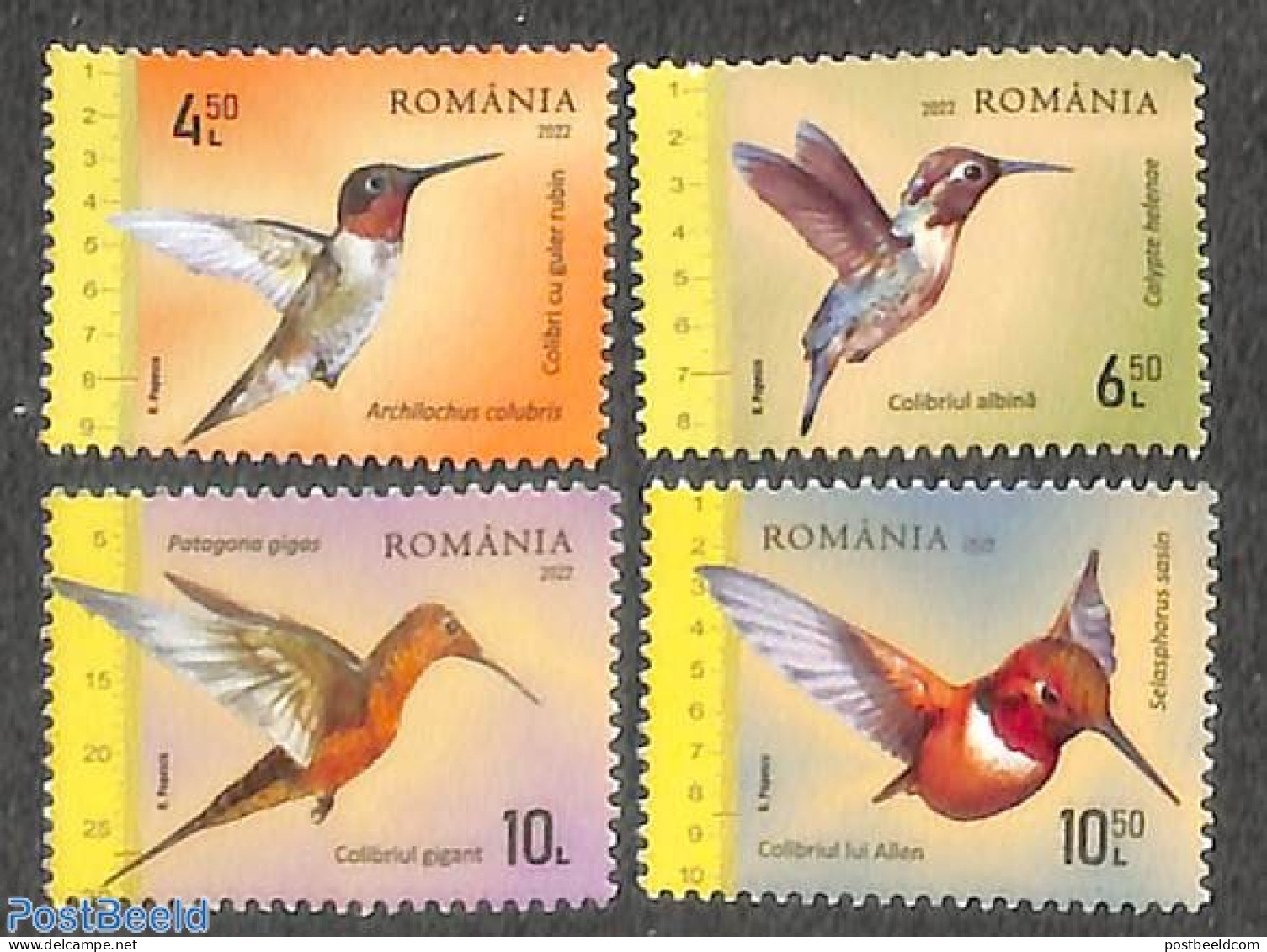 Romania 2022 Hummingbirds 4v, Mint NH, Nature - Birds - Hummingbirds - Ongebruikt