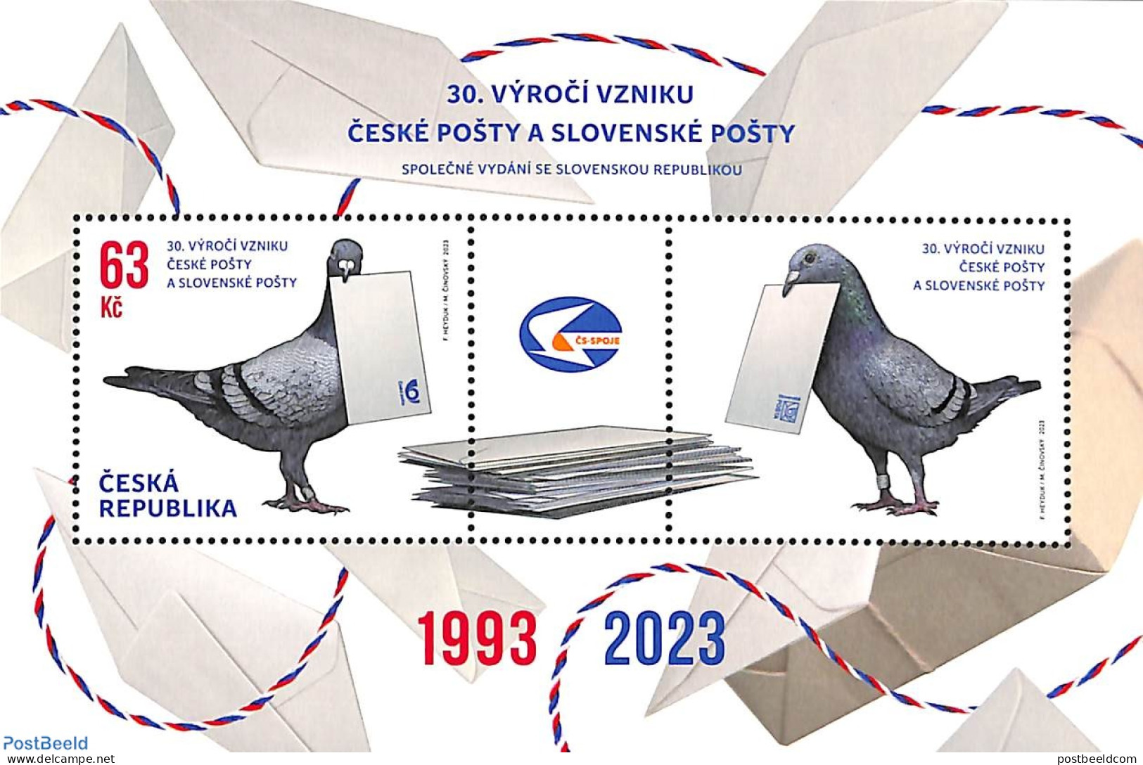 Czech Republic 2023 Czech & Slovakian Post S/s, Mint NH, Nature - Various - Birds - Post - Joint Issues - Pigeons - Other & Unclassified