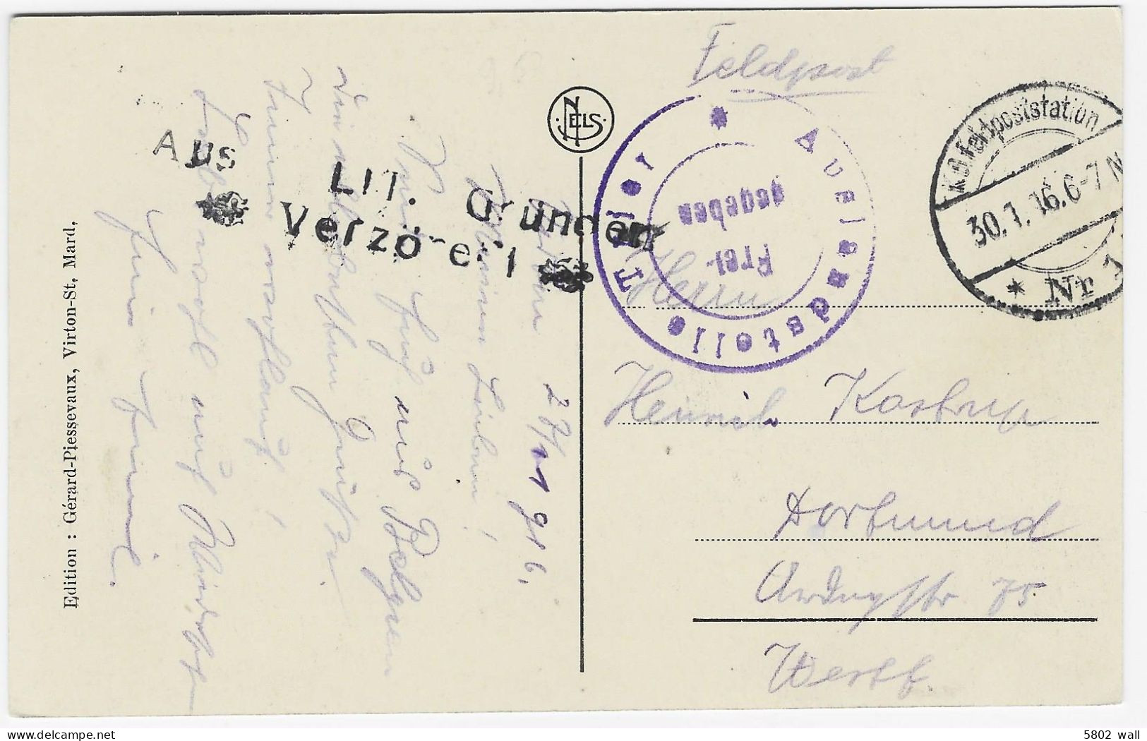 VIRTON : L'Hôtel De Ville - Feldpost 1915 - Virton