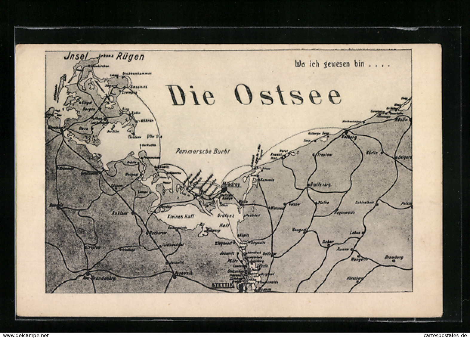 Künstler-AK Arkona /Rügen, Landkarte Mit Göhren, Treptow Und Misdroy  - Landkaarten