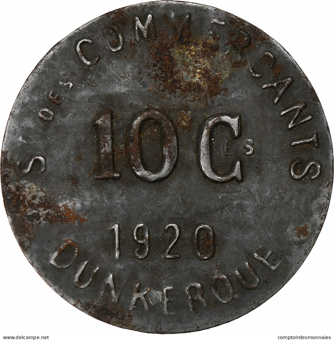 France, Société Des Commerçants - Dunkerque, 10 Centimes, 1920, TTB, Iron - Monetary / Of Necessity