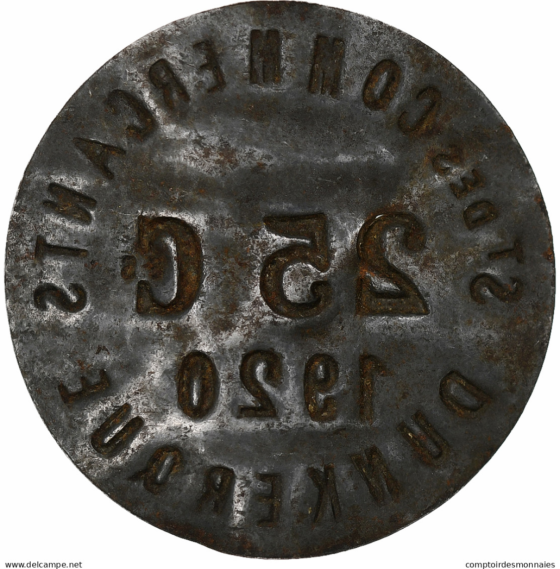 France, Société Des Commerçants - Dunkerque, 25 Centimes, 1920, TTB, Iron - Monetary / Of Necessity
