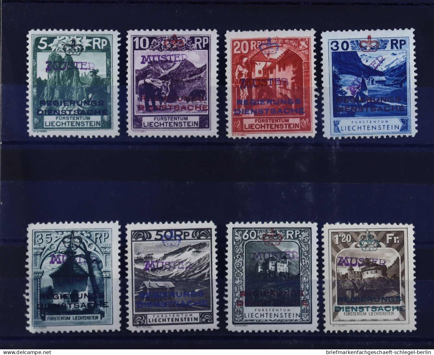 Liechtenstein, 1932, 1 - 8 Muster, Ungebraucht - Other & Unclassified