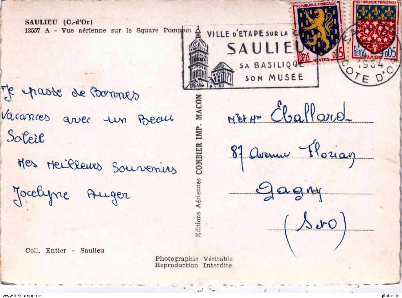 21 - Cote D Or -  SAULIEU - Vue Aerienne Sur Le Square Pompom - Saulieu
