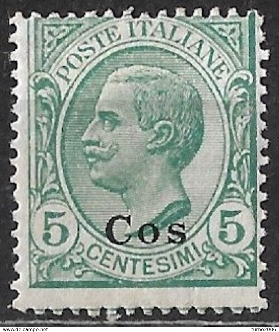 DODECANESE 1912 Black Overprint COS On Italian Stamp 5 C Green Vl. 2 MH - Dodécanèse