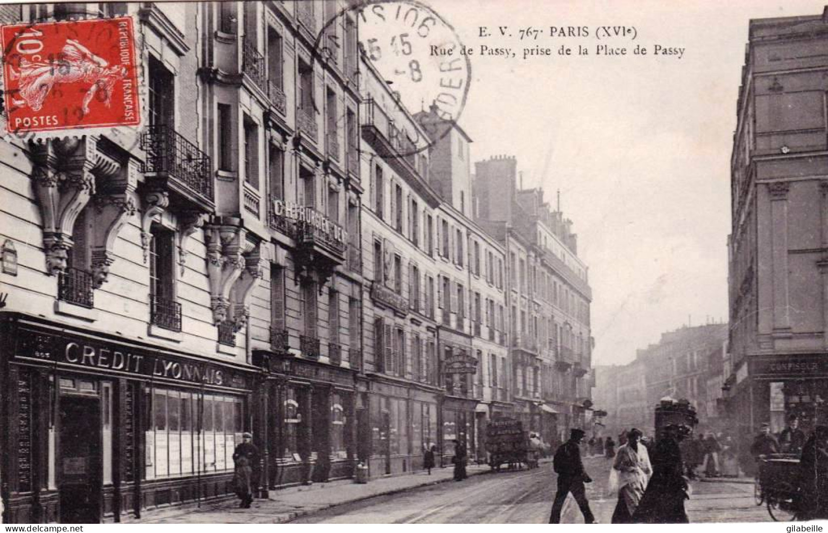 75 - PARIS 16 - Rue De Passy - Vue Prise De La Place De Passy - Credit Lyonnais - Paris (16)