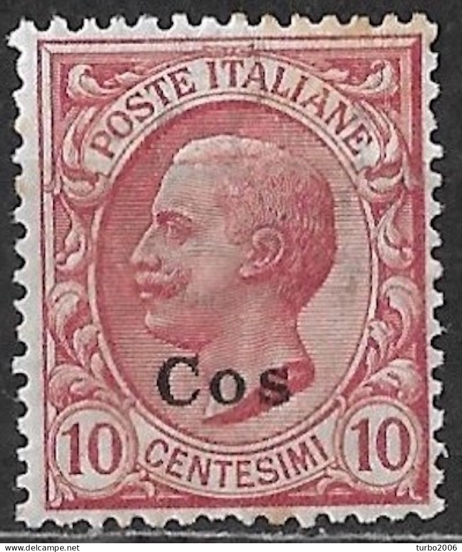 DODECANESE 1912 Black Overprint COS On Italian Stamp 10 C Carmine Vl. 3 MH - Dodekanisos