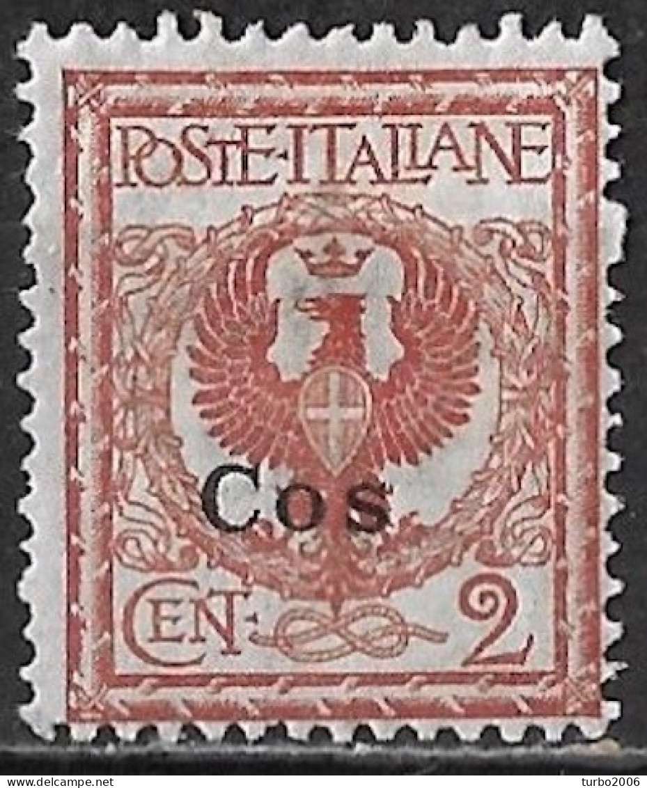 DODECANESE 1912 Black Overprint COS On Italian Stamp 2 C Brown Vl. 1 MH - Dodekanisos