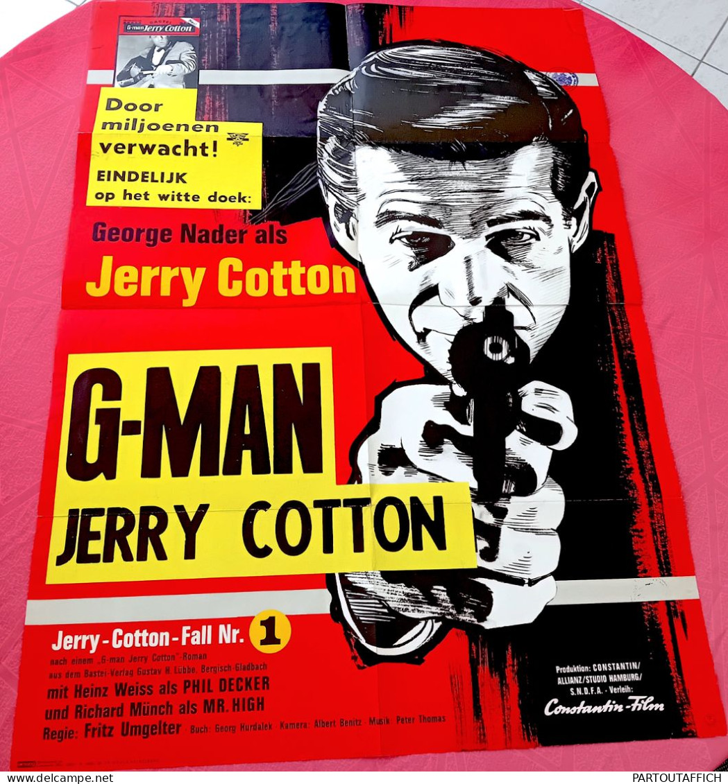 Affiche Orig Ciné JERRY COTTON AGENT F.B.I 1965 60X80cm Jerry Cotton G-man George Nader Pulp - Plakate & Poster