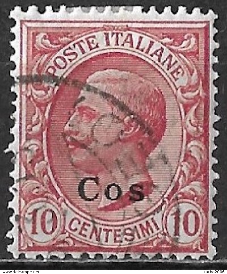 DODECANESE 1912 Black Overprint COS On Italian Stamp 10 C Carmine Vl. 3 - Dodecaneso