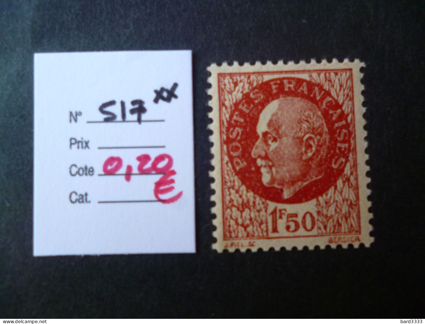 Timbre France Neuf ** 1941  N° 517 Cote 0,20 € - Neufs