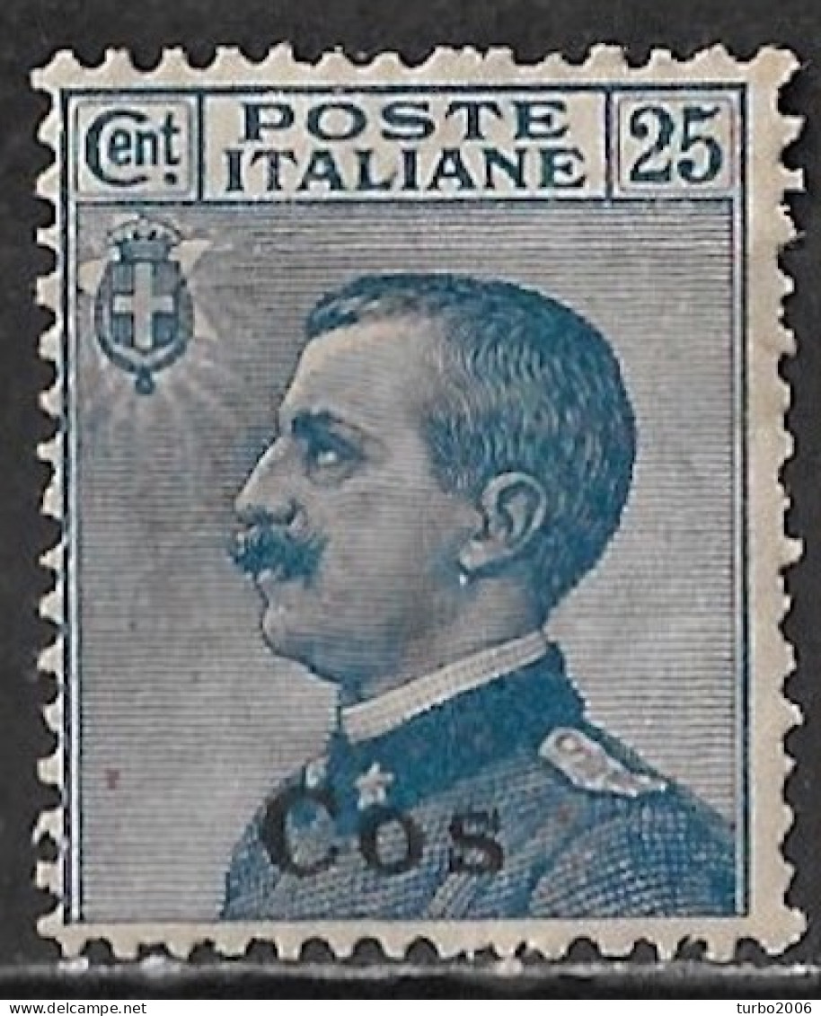 DODECANESE 1912 Black Overprint COS On Italian Stamp 25 C Blue Vl. 5 MH - Dodécanèse