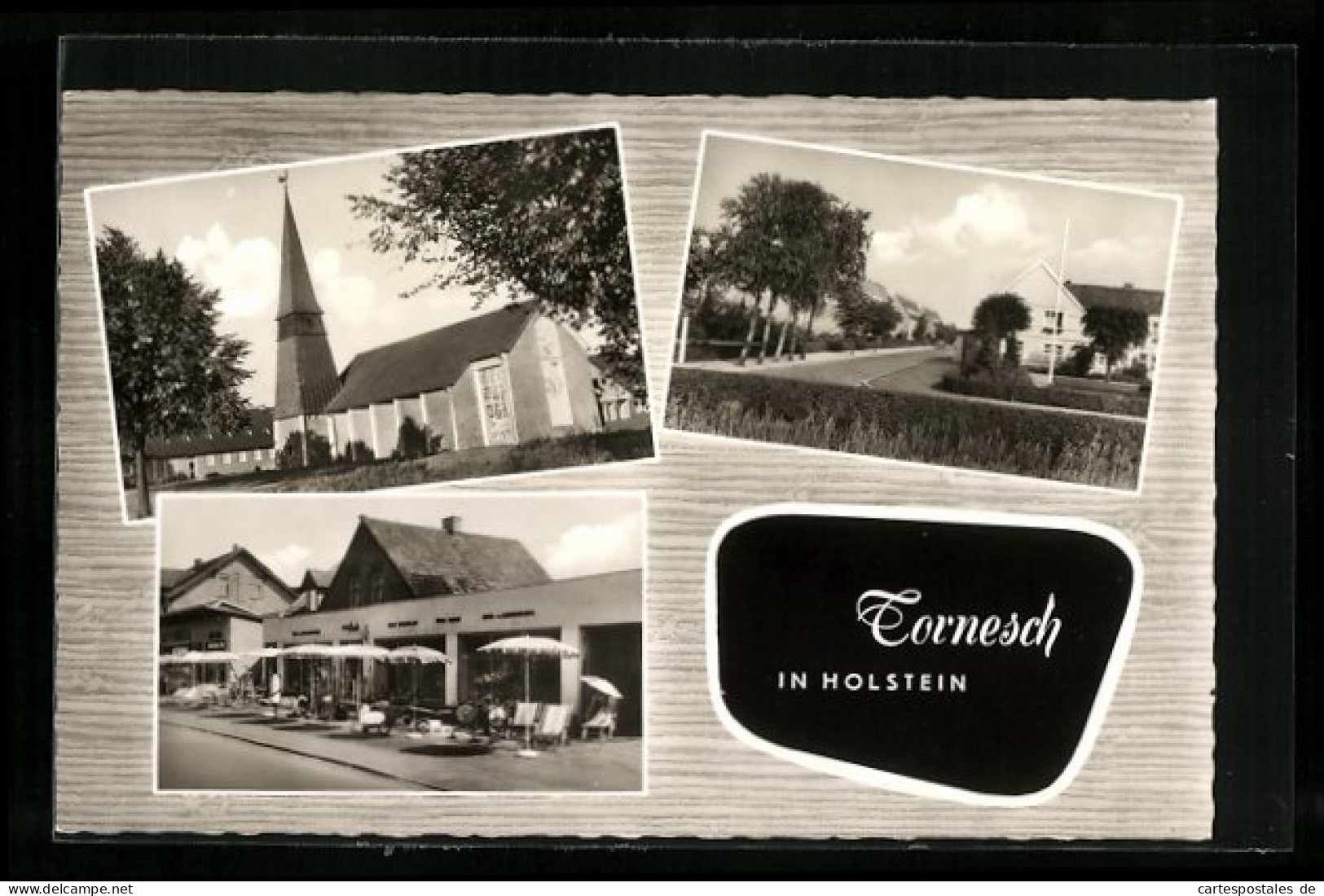 AK Tornesch /Holst., Geschäfte, Kirche, Strassenpartie  - Tornesch