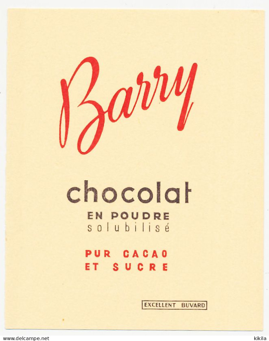 Buvard 10.6 X 13.3 Chocolat BARRY En Poudre Solubilisé (jaune Rosé) - Chocolade En Cacao