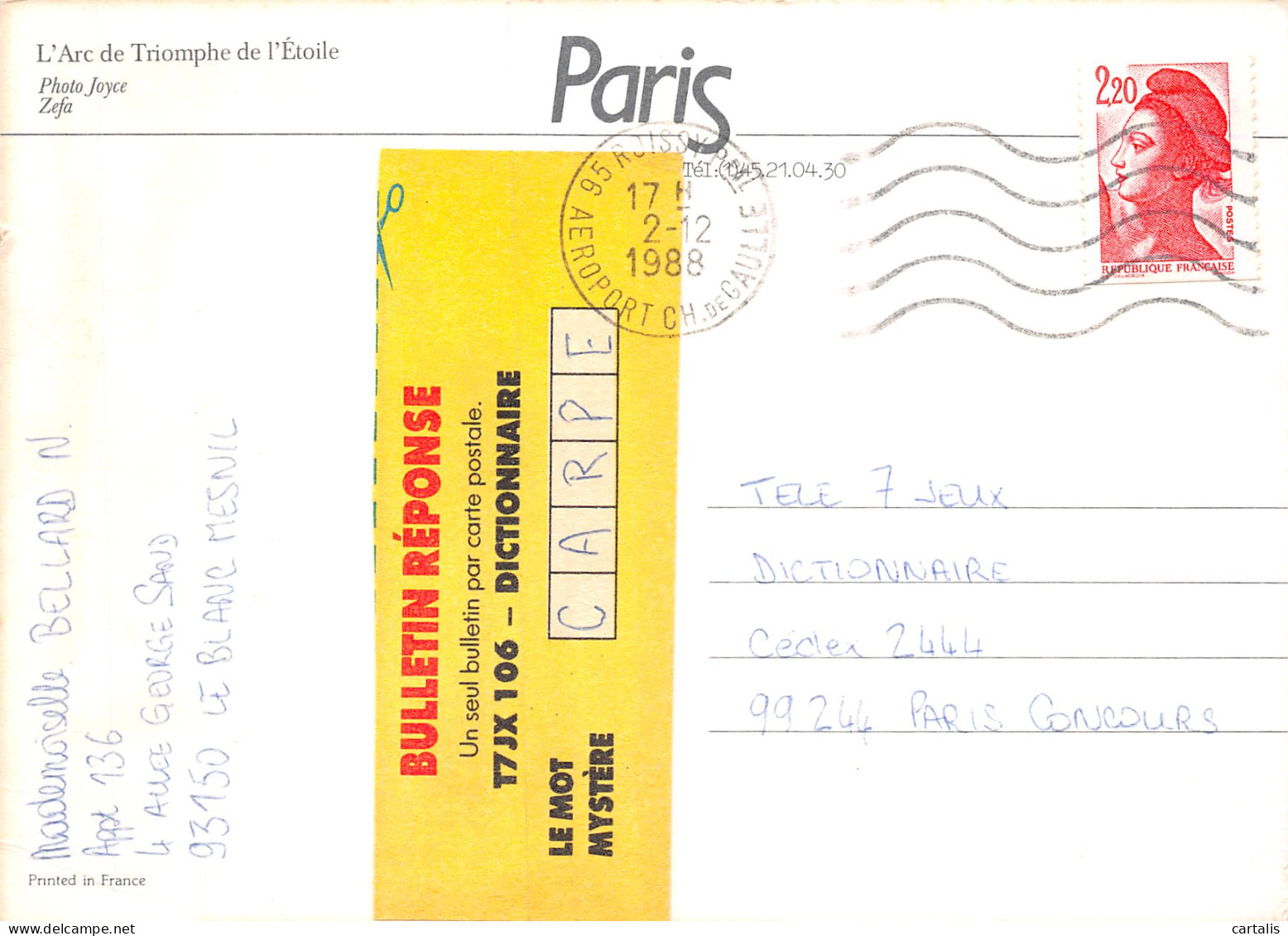 75-PARIS ARC DE TRIOMPHE-N°4160-A/0233 - Arc De Triomphe